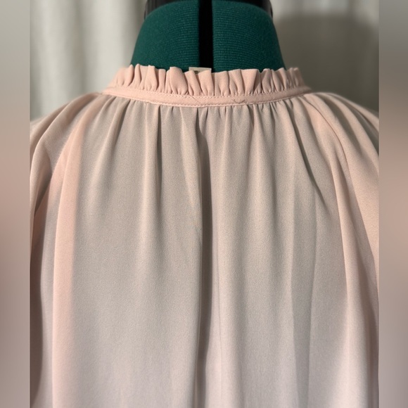 Ann Taylor Loft Tie Neck Blouse in Blush Ballet Pink Women's Size L - Picture 7 of 12